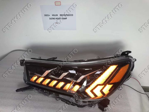 3-LENS DAYLINE FARURI LED CU DYNAMIC SEMNALIZARE TOYOTA HILUX REVO 2021-2024 [V3]