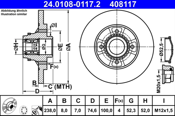 408117 Disc Frana (livrabil Numai Pereche) - Ate Renault 24.0108-0117.2