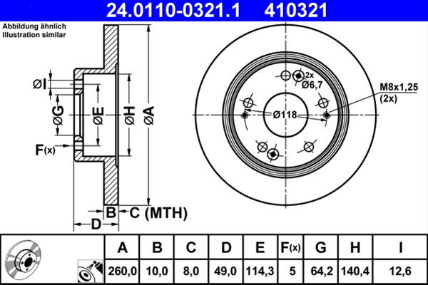 410321 ## Disc Frana (livrabil Numai Pereche) - Ate Honda 24.0110-0321.1