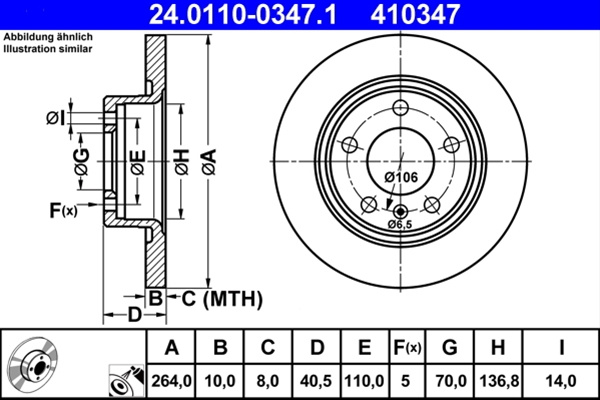 410347 Disc Frana (livrabil Numai Pereche) - Ate Opel 24.0110-0347.1