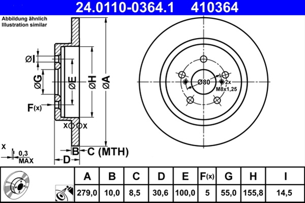 410364 Disc Frana (livrabil Numai Pereche) - Ate Ford Otosan 24.0110-0364.1