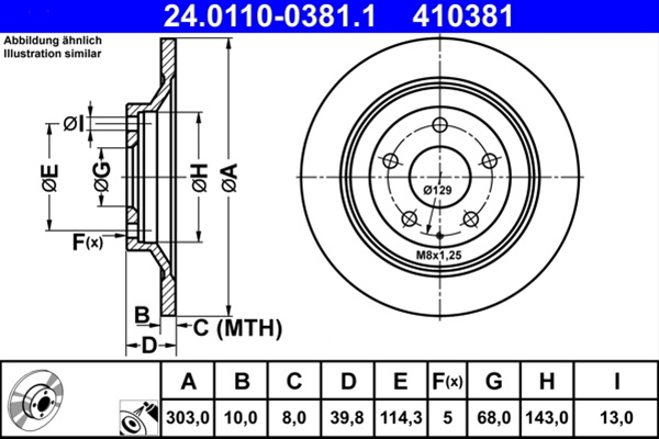 410381 Disc Frana (livrabil Numai Pereche) - Ate Mazda 24.0110-0381.1