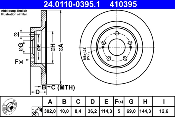 410395 Disc Frana (livrabil Numai Pereche) - Ate Citroën 24.0110-0395.1