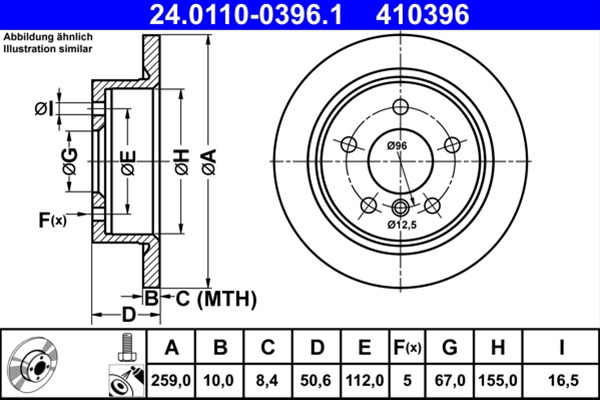 410396 Disc Frana (livrabil Numai Pereche) - Ate Mini 24.0110-0396.1