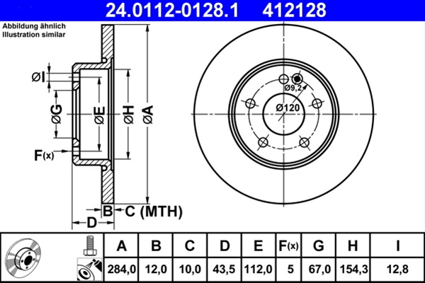 412128 ## Disc Frana (livrabil Numai Pereche) - Ate Mercedes-Benz 24.0112-0128.1