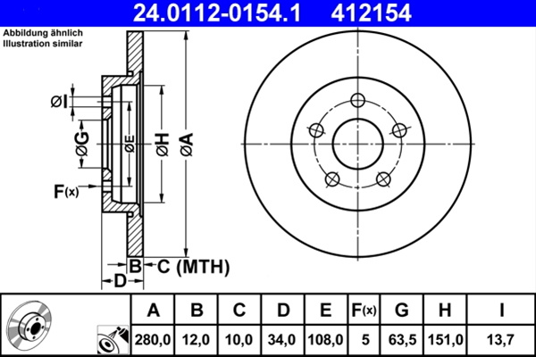 412154 ## Disc Frana (livrabil Numai Pereche) - Ate Ford 24.0112-0154.1