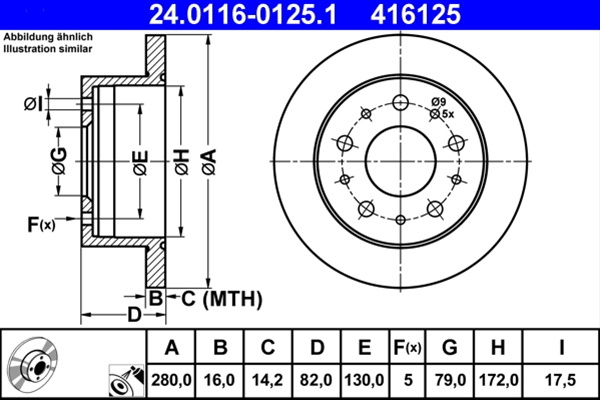 416125 ## Disc Frana (livrabil Numai Pereche) - Ate Peugeot 24.0116-0125.1