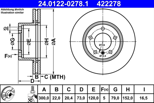 422278 Disc Frana Livrabil Numai Pereche Ate Bmw 24.0122-0278.1