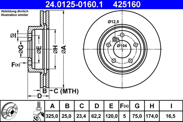 425160 Disc Frana Livrabil 1 Buc - Ate Bmw 24.0125-0160.1