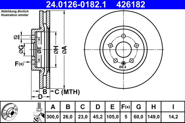 426182 Disc Frana Livrabil 1 Buc - Ate Chevrolet 24.0126-0182.1