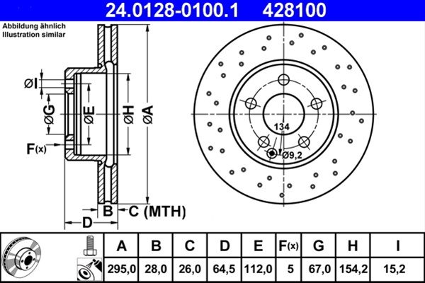 428100 Disc Frana (livrabil Numai Pereche) - Ate Mercedes-Benz 24.0128-0100.1