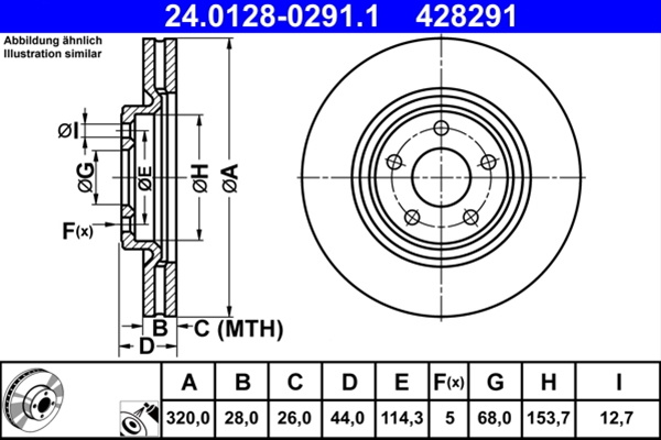 428291 Disc Frana (livrabil Numai Pereche) - Ate Renault 24.0128-0291.1