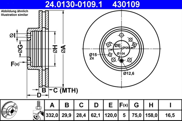 430109 Disc Frana Livrabil 1 Buc - Ate Bmw 24.0130-0109.1