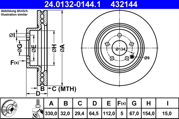 432144 Disc Frana Livrabil 1 Buc - Ate Mercedes-Benz 24.0132-0144.1