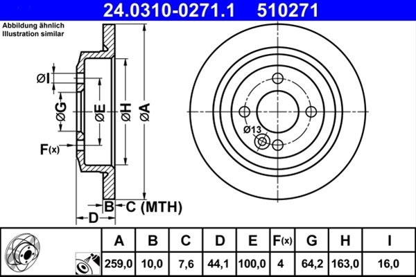 510271 ## Disc Frana (livrabil Numai Pereche) - Ate Powerdisc Mini 24.0310-0271.1