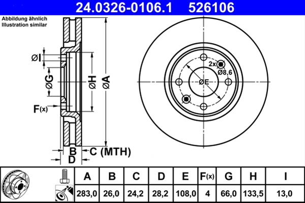 526106 ## Disc Frana (livrabil Numai Pereche) - Ate Citroën 24.0326-0106.1