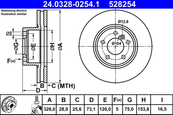 528254 Disc Frana (livrabil Numaii Pereche) - Powerdisc - Ate Bmw 24.0328-0254.1