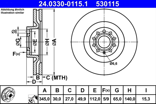 530115 Disc Frana (livrabil Numai Pereche) - Ate Powerdisc Vag 24.0330-0115.1