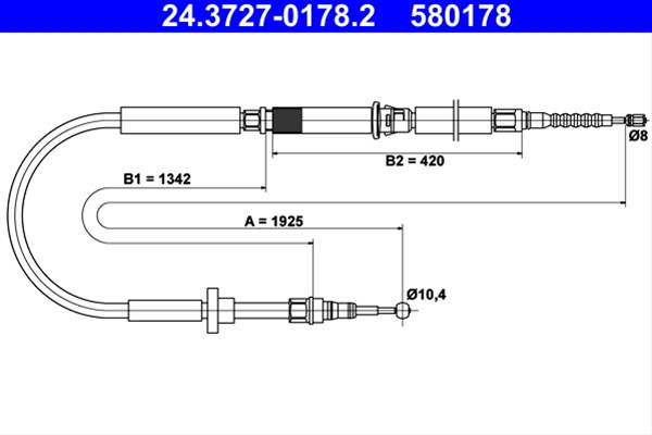 580178 Cablu Frana De Parcare - Ate Vag 24.3727-0178.2