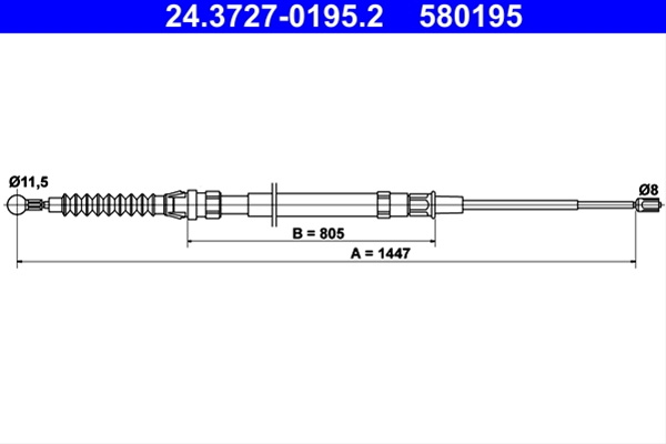 580195 Cablu Frana De Parcare - Ate Seat 24.3727-0195.2