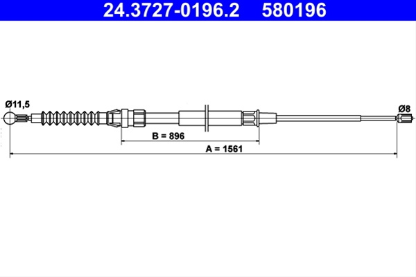 580196 Cablu Frana De Parcare - Ate Vag 24.3727-0196.2