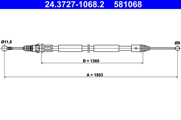 581068 Cablu Frana De Parcare - Ate Nissan 24.3727-1068.2