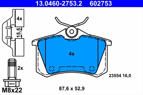 602753 Set Placute Frana Ate Renault 13.0460-2753.2