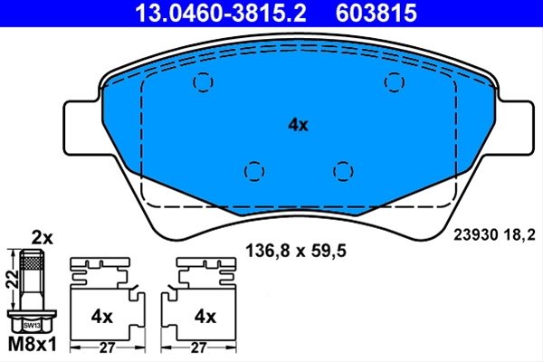 603815 Set Placute Frana - Ate Renault 13.0460-3815.2