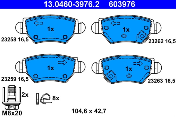 603976 Set Placute Frana - Ate Opel 13.0460-3976.2