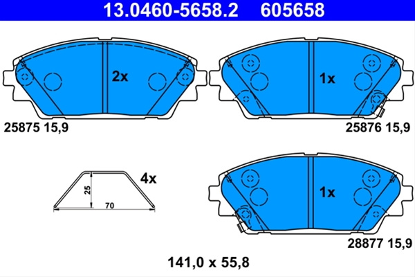 605658 Set Placute Frana - Ate Mazda 13.0460-5658.2