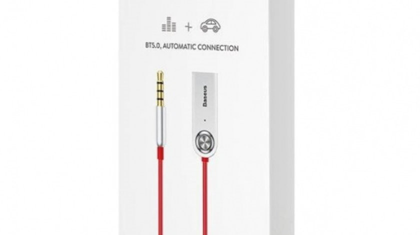 Adaptor Audio Bluetooth 5.0 Usb Baseus BA01 Bluetooth 5.0 Audio Receiver Cable Aux Jack Audio Adapter Red CABA01-09