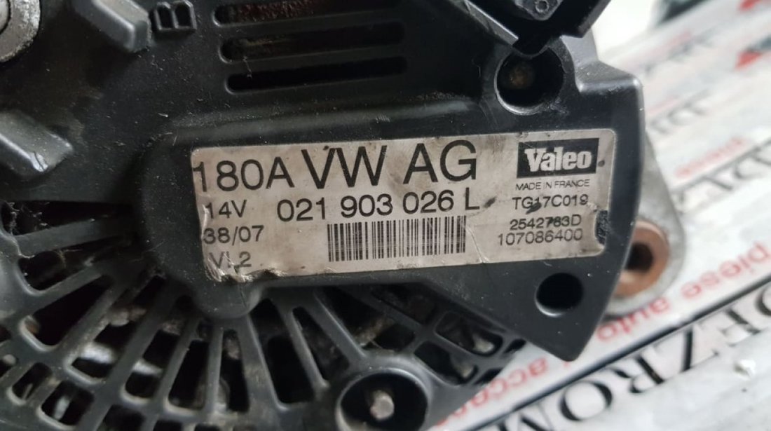 Alternator Valeo original 180A VW Passat B6 3.6 R36 300cp 021903026L