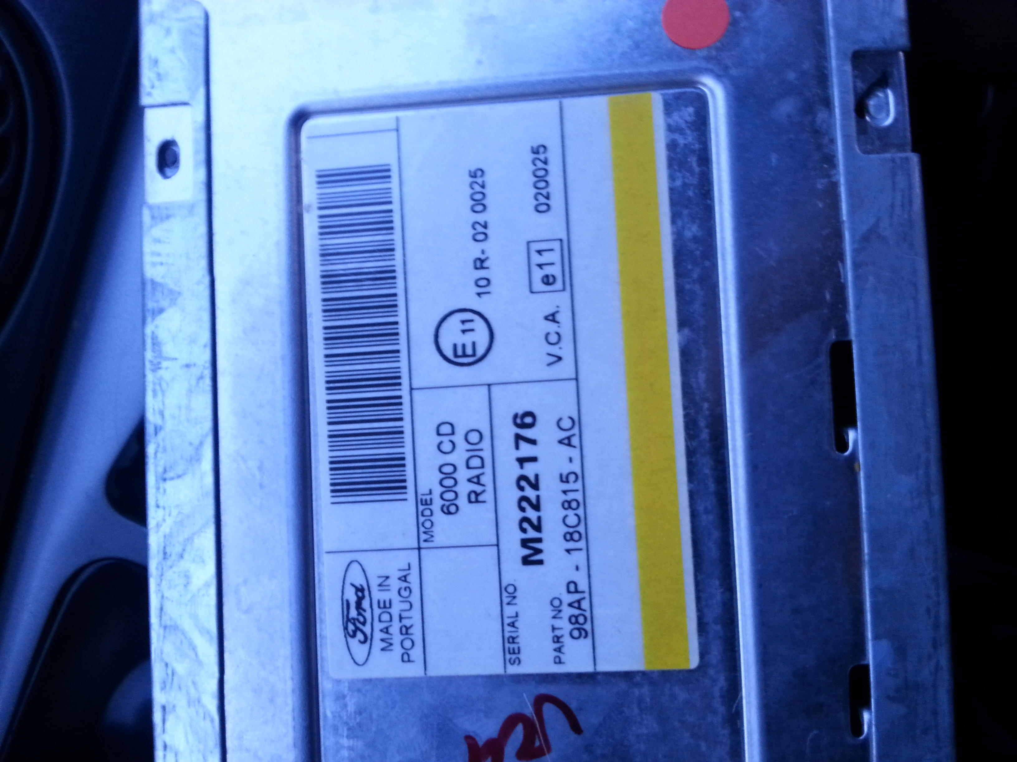 am schimbat bateria la un ford focus si numai stiu codul la casetofon.  serial M222176_ model 6000 cd radio? #100271 - 4Tuning Help