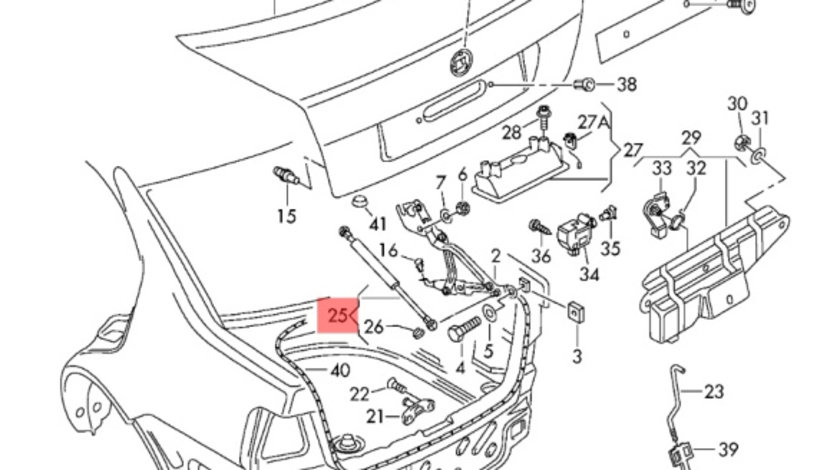 Amortizor capota portbagaj Volkswagen Passat B5 berlina 1998 gri LB7Z OEM 3B5827550G