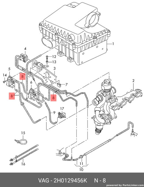 Ansamblu electrovalva vacuum 2.0 Bi -TDI CSHA Volkswagen Amarok 2014 2015 OEM 2H0129456K