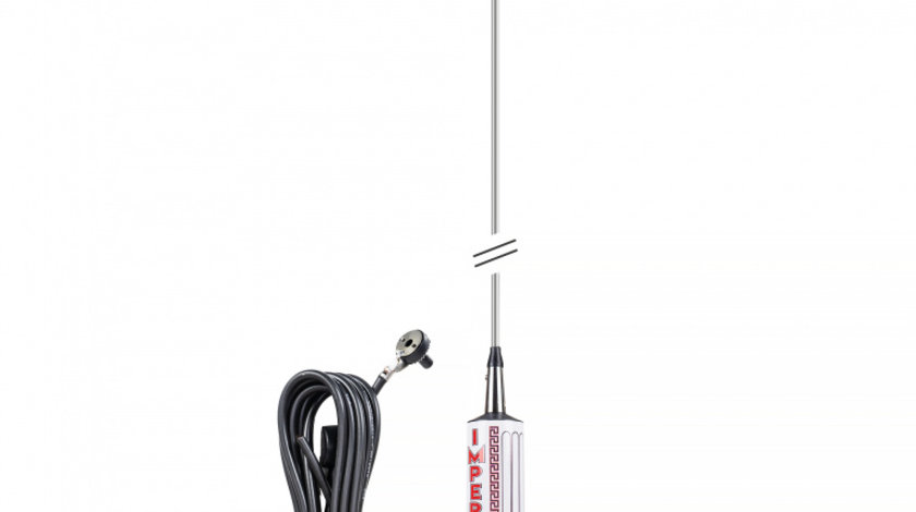 Antena CB LEMM TURBO IMPERO, alb, lungime 200 cm, castig 7dB, 26.5-28Mhz, 2500W, cablu RG58 4m, fabricata in Italia PNI-AT-661