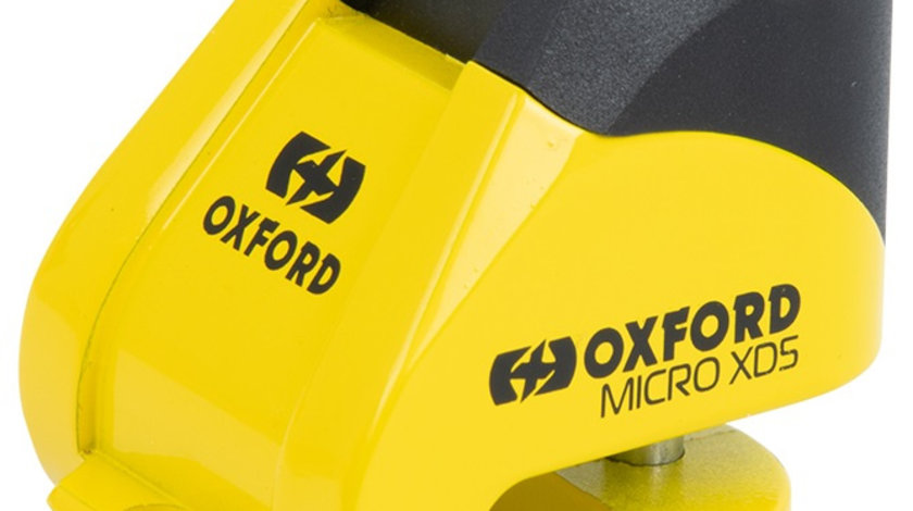Antifurt Blocator Disc Frana Moto Oxford Micro XD5 Disc Lock Aluminiu Galben / Negru LK205