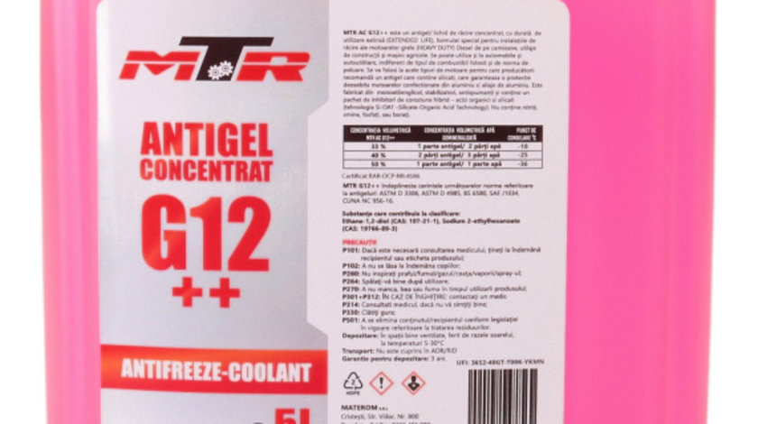 Antigel Concentrat Mtr G12++ Heavy Duty 5L 12221483