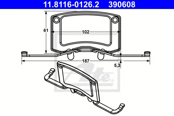 Arc, etrier frana VW TRANSPORTER V bus (7HB, 7HJ, 7EB, 7EJ, 7EF, 7EG, 7HF, 7EC) (2003 - 2016) ATE 11.8116-0126.2 piesa NOUA