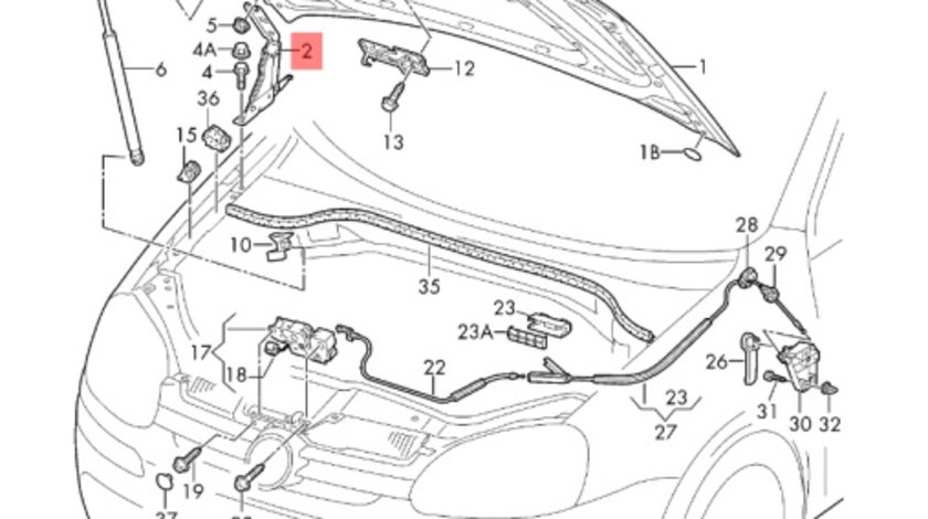 Balama capota motor stanga Volkswagen Golf 6 (5K) Hatchback 2010 1.4 16V OEM 5K0823301B