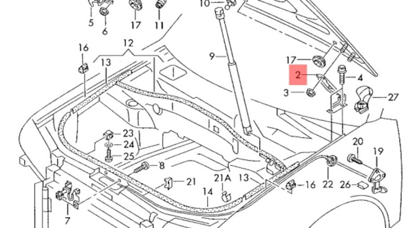 Balama dreapta capota motor Audi A6 4B (C5) Avant 2002 2.5 TDI OEM 4B0823302D