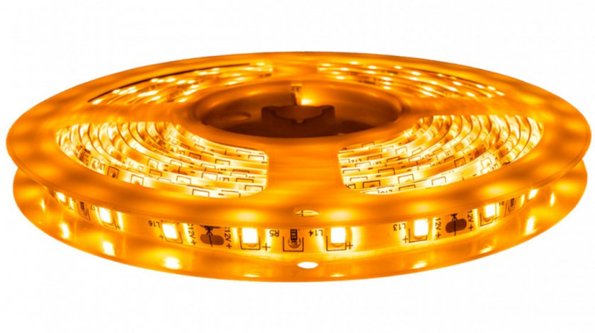 Banda Led Galbena 60 Leduri 3528/M 24V Rezistenta La Apa La Rola De 5 Metri 682718