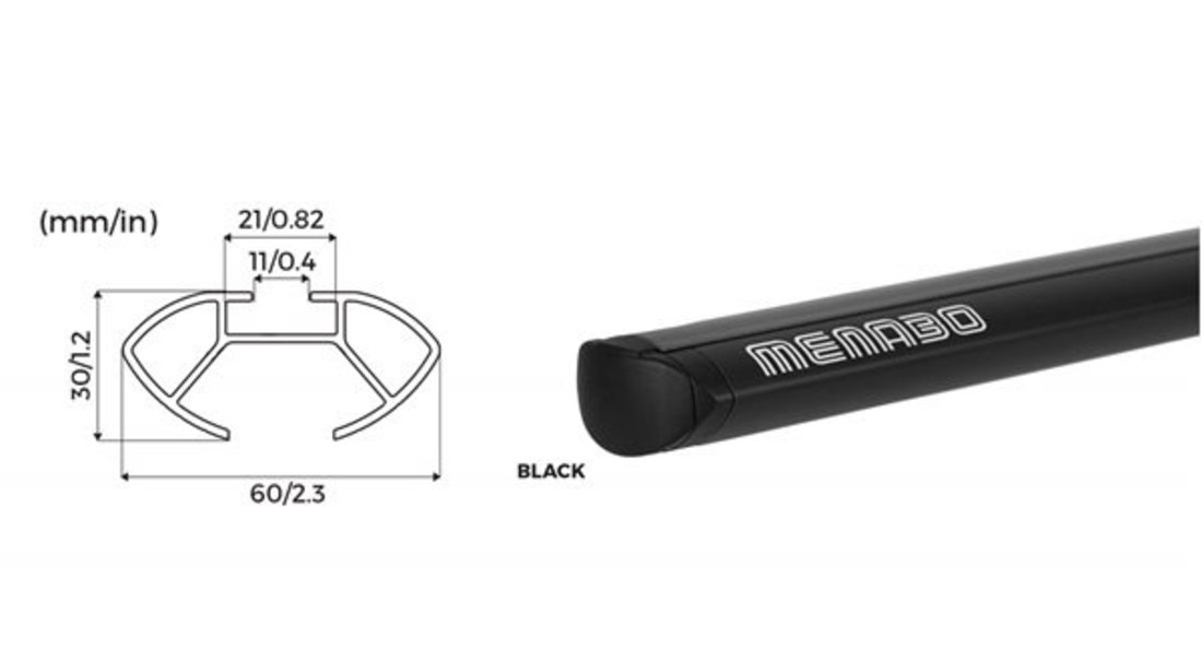 Bare transversale Menabo Delta Black pentru Ssangyong Actyon, 5 usi, model 2005-2010