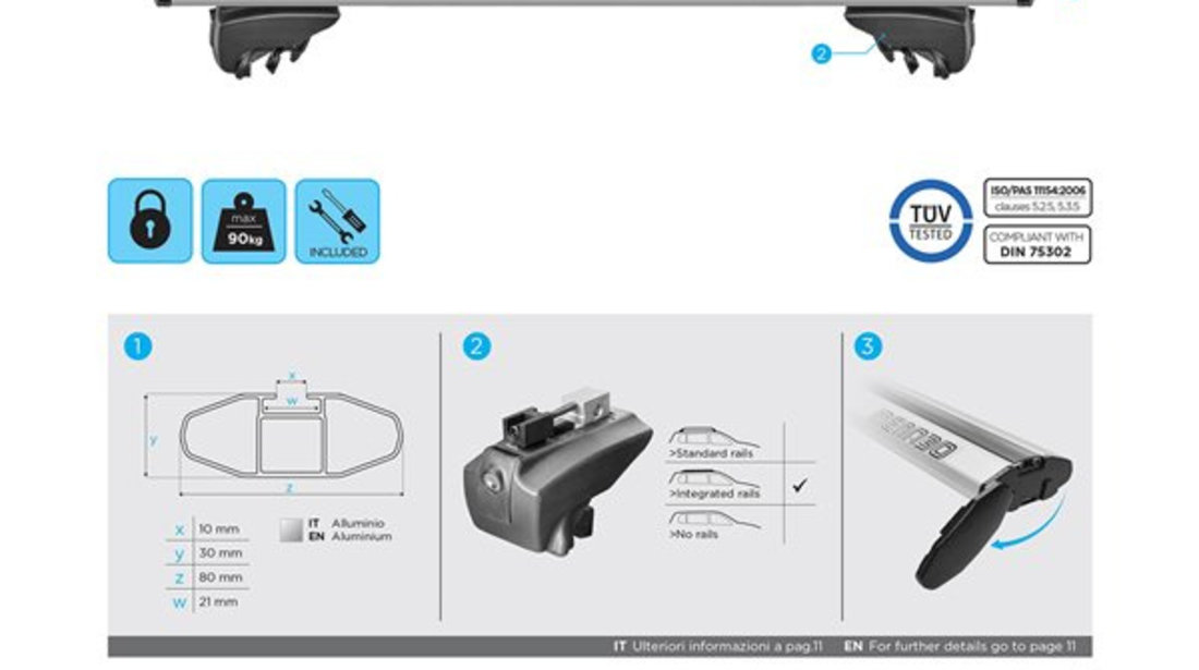 Bare transversale Menabo Lince Silver pentru BMW Serie 3 (F31) Touring 2012-2015