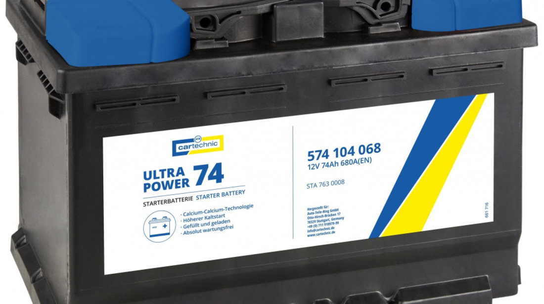 Baterie Cartechnic Ultra Power 74Ah 680A 12V CART574104068 #73065579