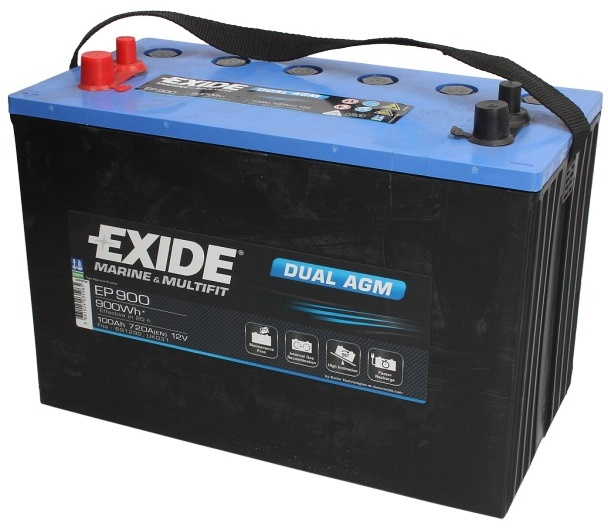 Baterie Exide Dual Agm, Marine &amp; Multifit 100Ah 800A 12V EP900