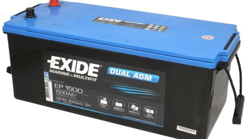 Baterie Exide Dual Agm, Marine &amp; Multifit 180Ah 900A 12V EP1500