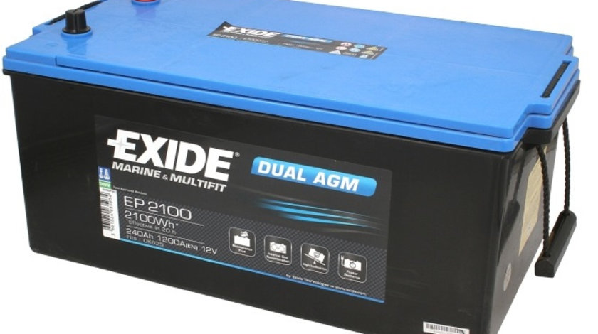 Baterie Exide Dual Agm, Marine &amp; Multifit 240Ah 1200A 12V EP2100