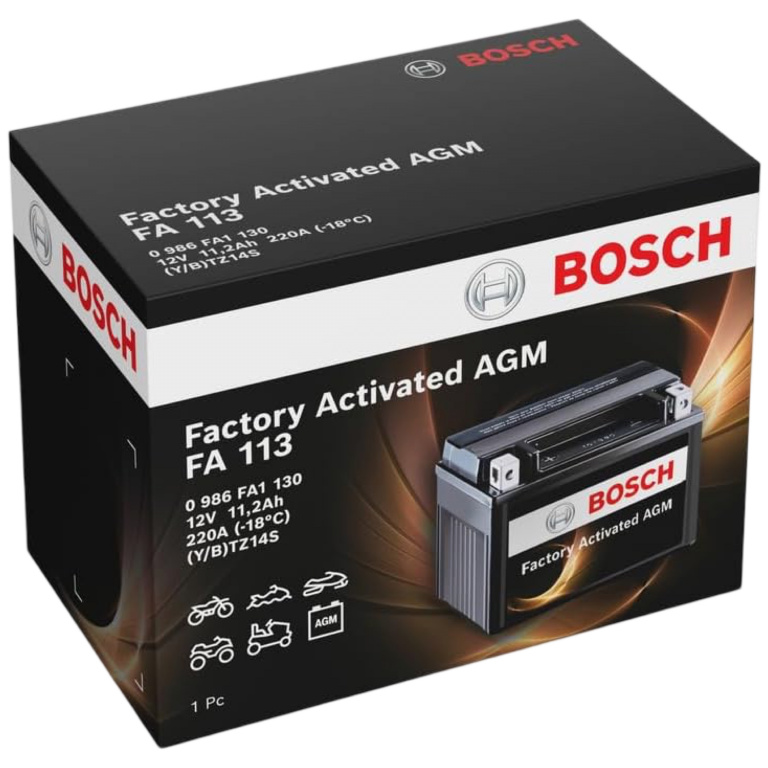 Baterie Moto Bosch Factory Activated AGM FA113 11.2Ah 220A 12V 0 986 FA1 130