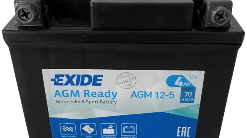 Baterie Moto Exide AGM Ready Motorbike &amp; Sport Battery 4Ah 70A 12V YTX5L-BS EXIDE READY